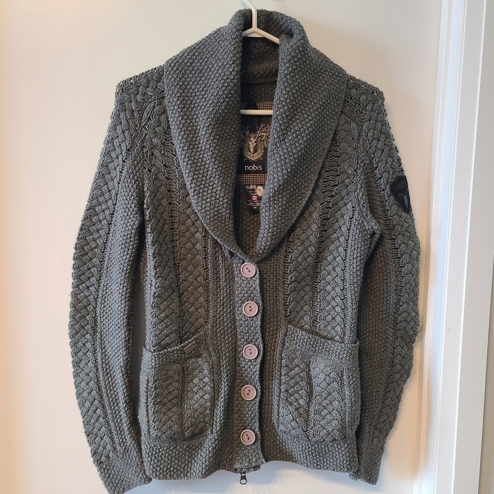 Nobis Shawl Collar button and zip cardigan